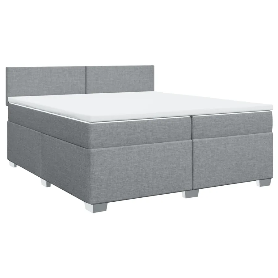 Sommier à lattes de lit avec matelas Gris clair 200x200cm Tissu - 2