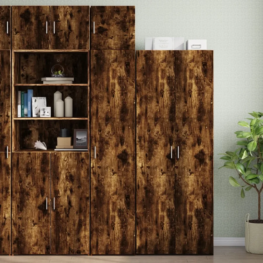 Armoire de rangement mince chêne fumé 40x42,5x225 cm