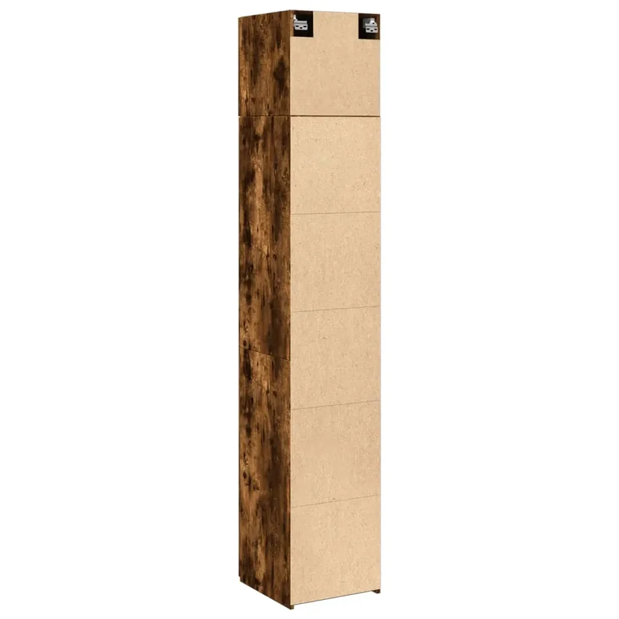 Armoire de rangement mince chêne fumé 40x42,5x225 cm - 8