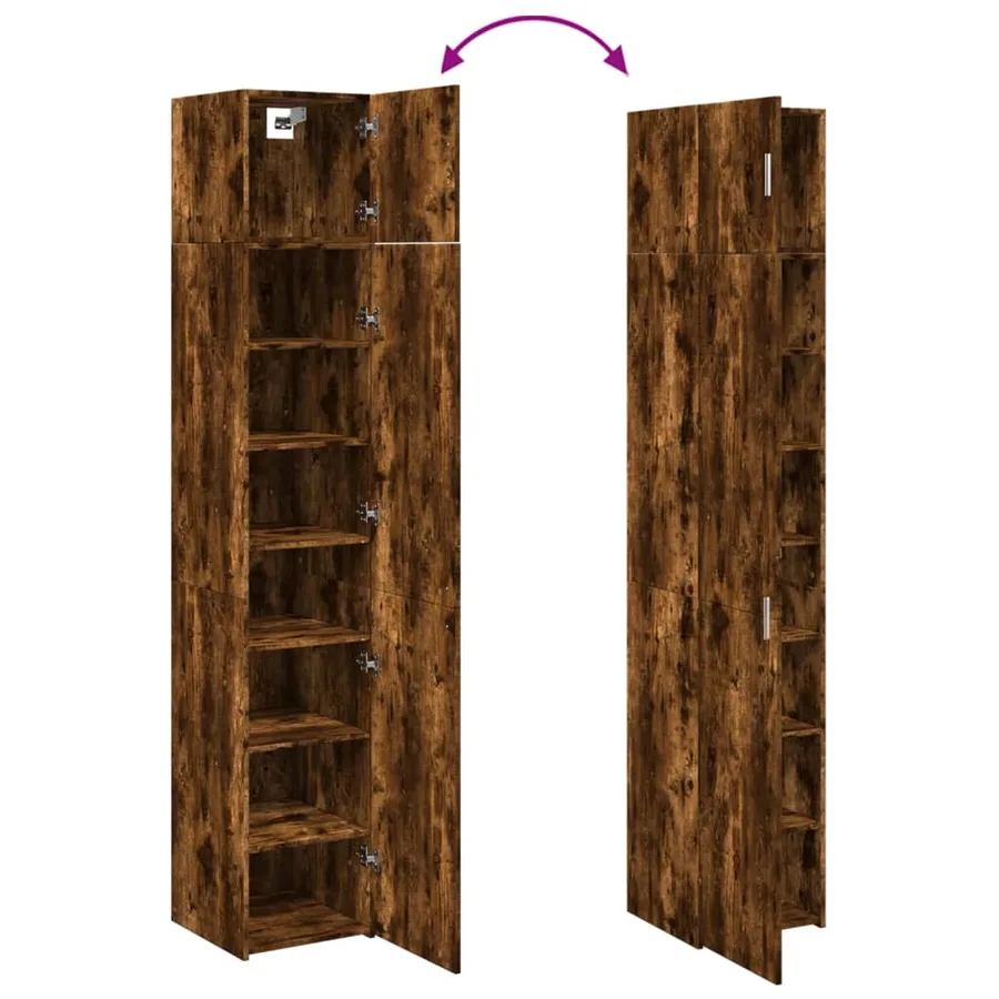 Armoire de rangement mince chêne fumé 40x42,5x225 cm - 9