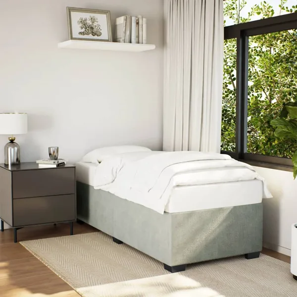 Cadre de lit sans matelas gris clair 90x190 cm velours