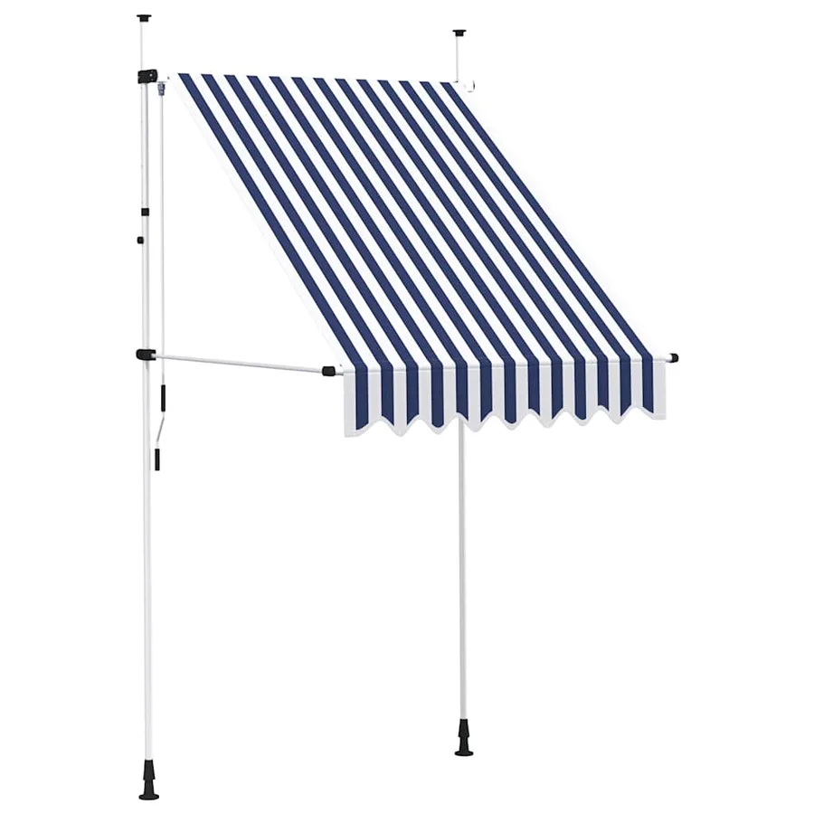 Auvent rétractable manuel 150 cm Rayures bleues et blanches - 2