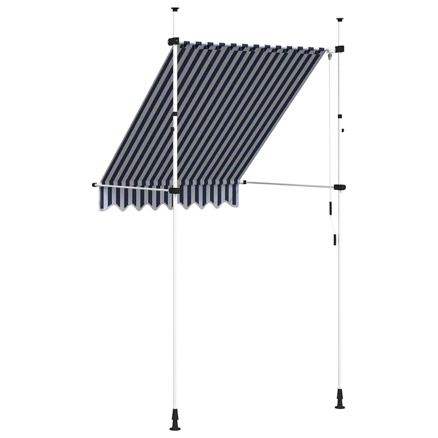 Auvent rétractable manuel 150 cm Rayures bleues et blanches - 5