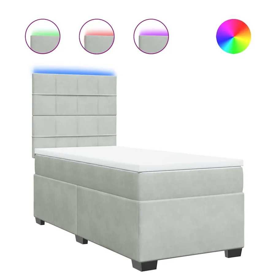 Sommier à lattes de lit et matelas Gris clair 90x190 cm Velours - 2