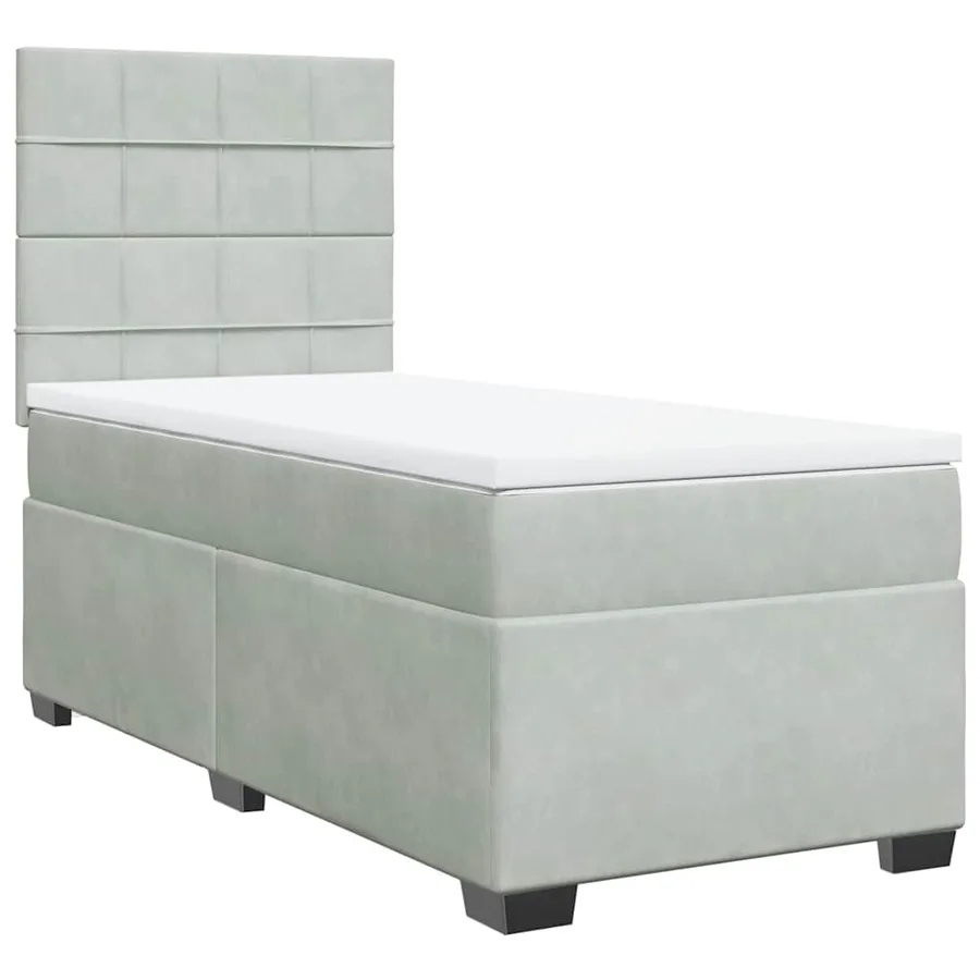 Sommier à lattes de lit et matelas Gris clair 90x190 cm Velours - 6
