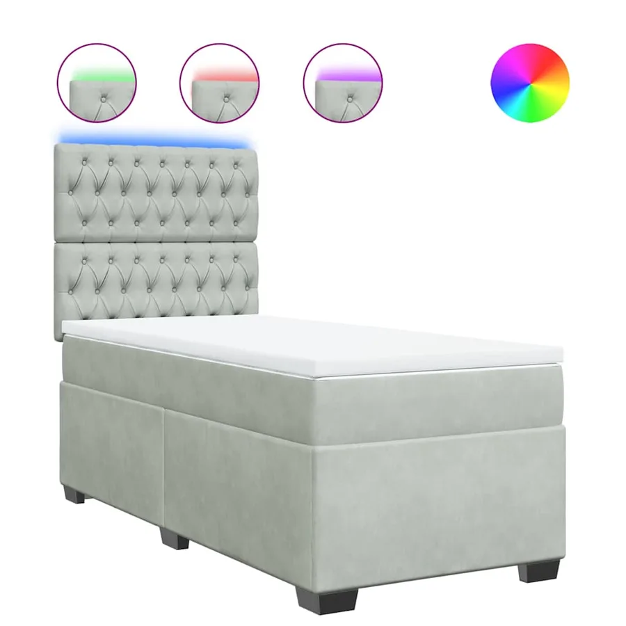 Sommier à lattes de lit et matelas Gris clair 90x190 cm Velours - 2