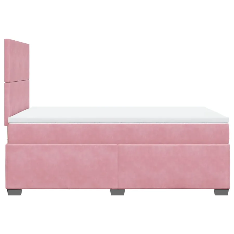 Sommier à lattes de lit avec matelas rose 120x190 cm velours - 11