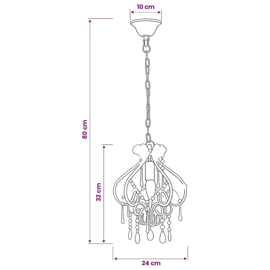 Plafonnier avec perles Rose Rond E14 - 7