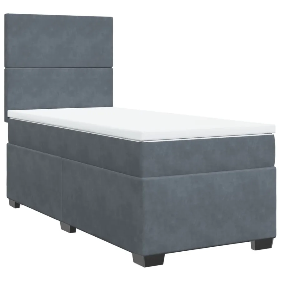 Sommier à lattes de lit et matelas Gris foncé 90x190 cm Velours - 2