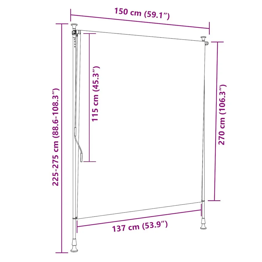 Store roulant d'extérieur 150 x 270 cm Crème - 7