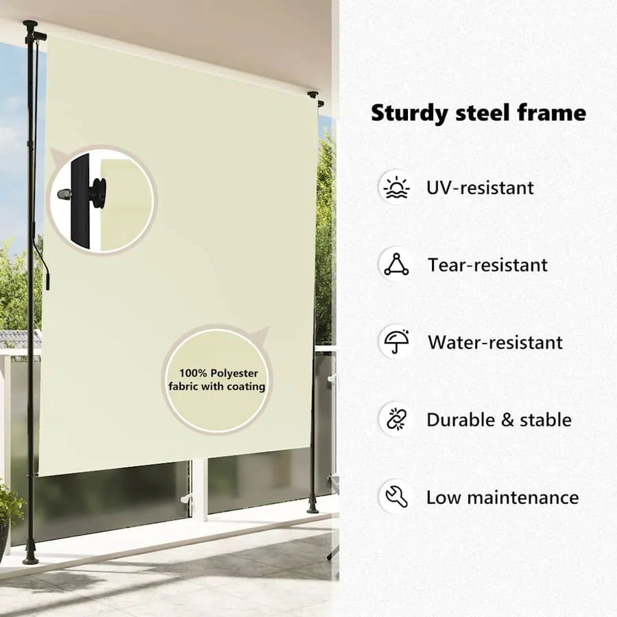 Store roulant d'extérieur 150 x 270 cm Crème - 8