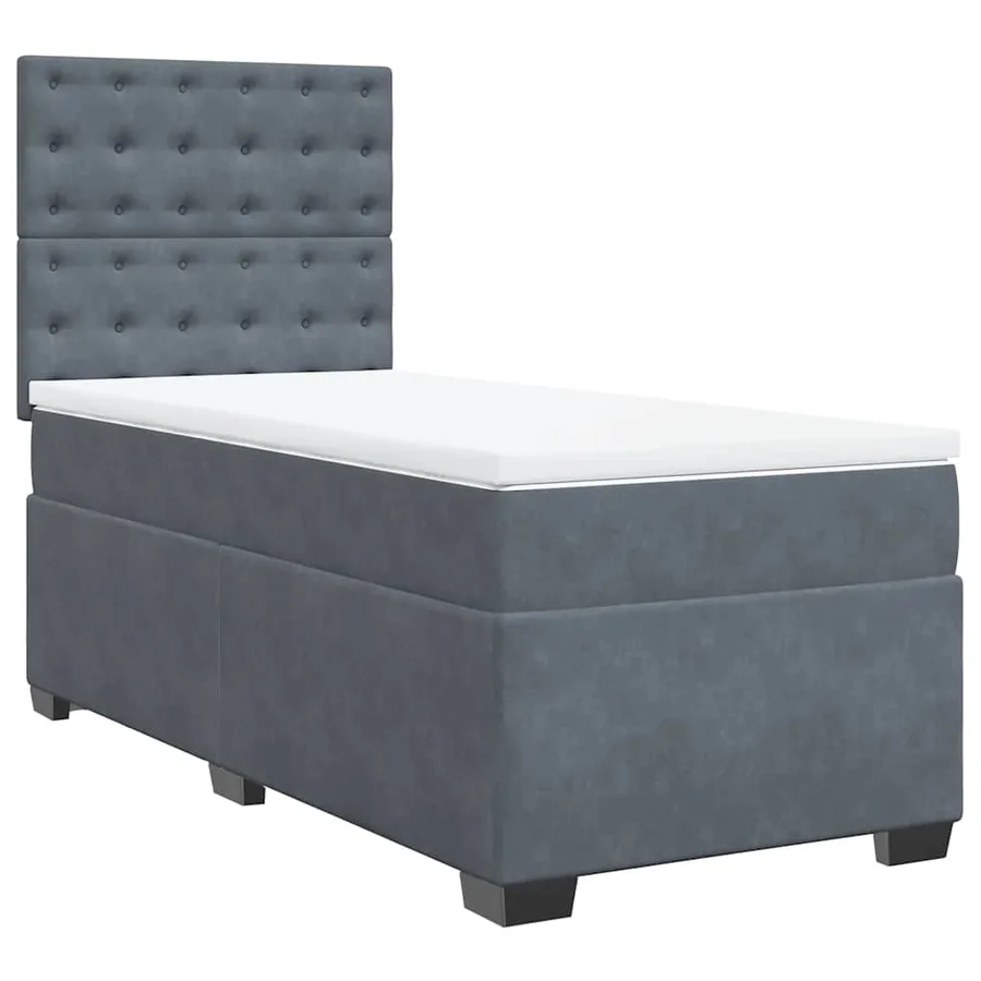 Sommier à lattes de lit et matelas Gris foncé 90x190 cm Velours - 6