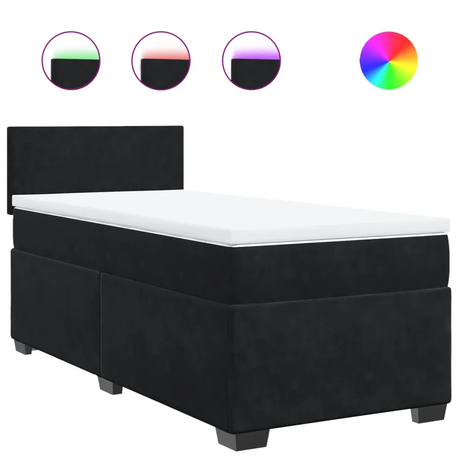 Sommier à lattes de lit avec matelas Noir 90x190 cm Velours - 2