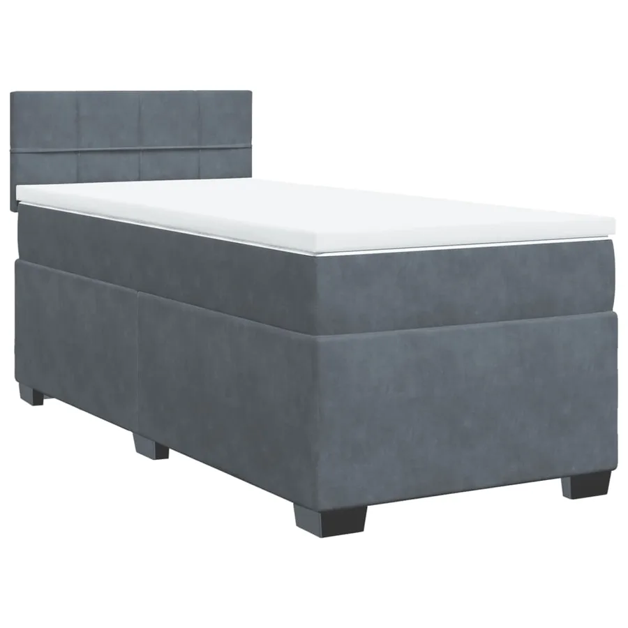 Sommier à lattes de lit et matelas Gris foncé 80x200 cm Velours - 2