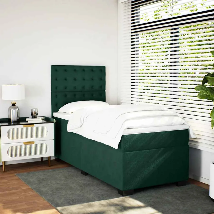 Sommier à lattes de lit avec matelas Vert foncé 90x190 cm - 4