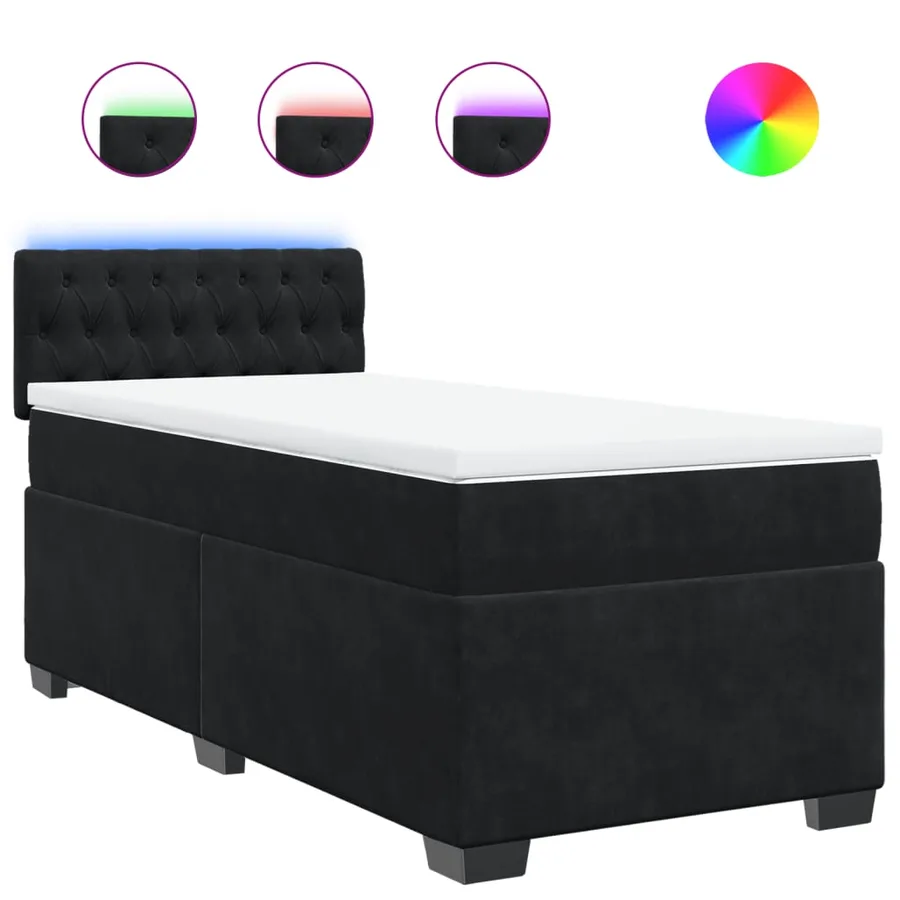 Sommier à lattes de lit avec matelas Noir 90x190 cm Velours - 2