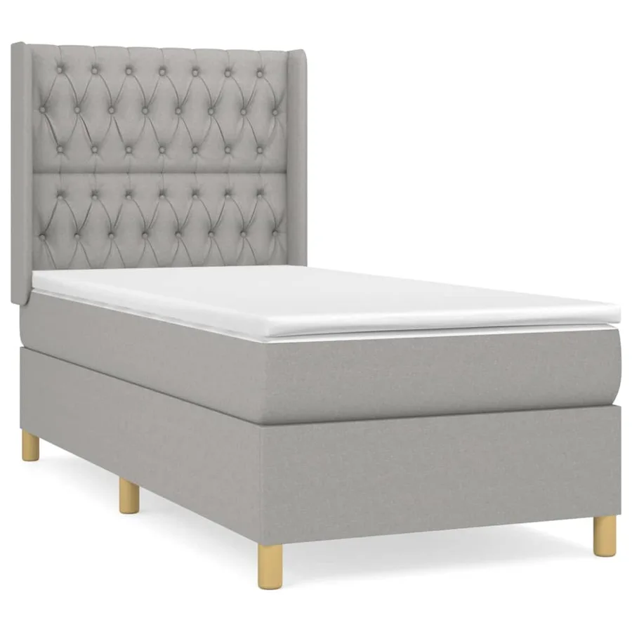 Sommier à lattes de lit avec matelas Gris clair 100x200cm Tissu - 2