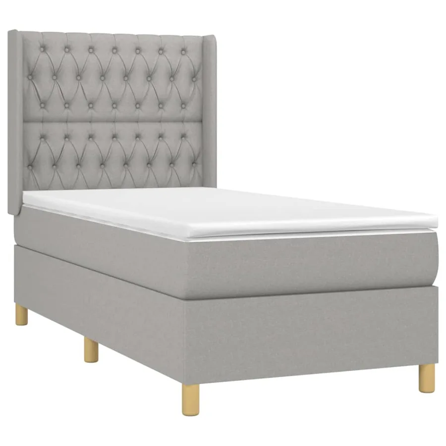Sommier à lattes de lit avec matelas Gris clair 100x200cm Tissu - 3