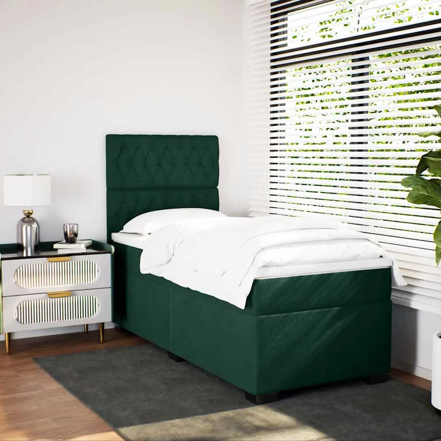 Sommier à lattes de lit avec matelas Vert foncé 90x190 cm - 3