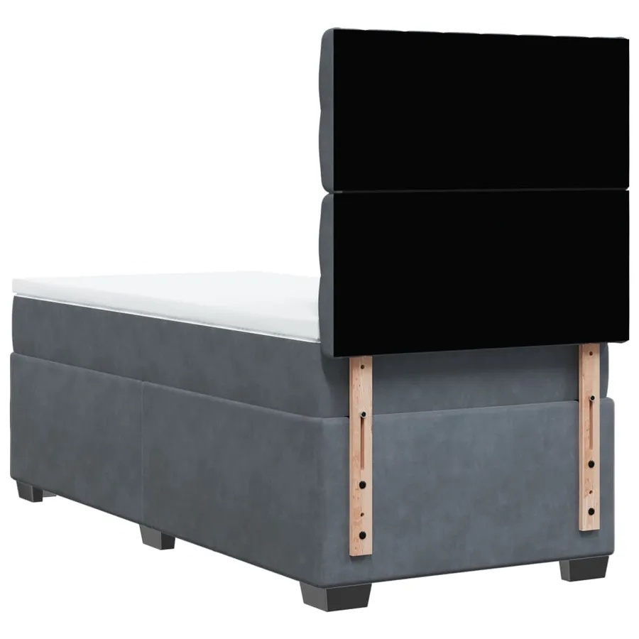 Sommier à lattes de lit et matelas Gris foncé 80x200 cm Velours - 10