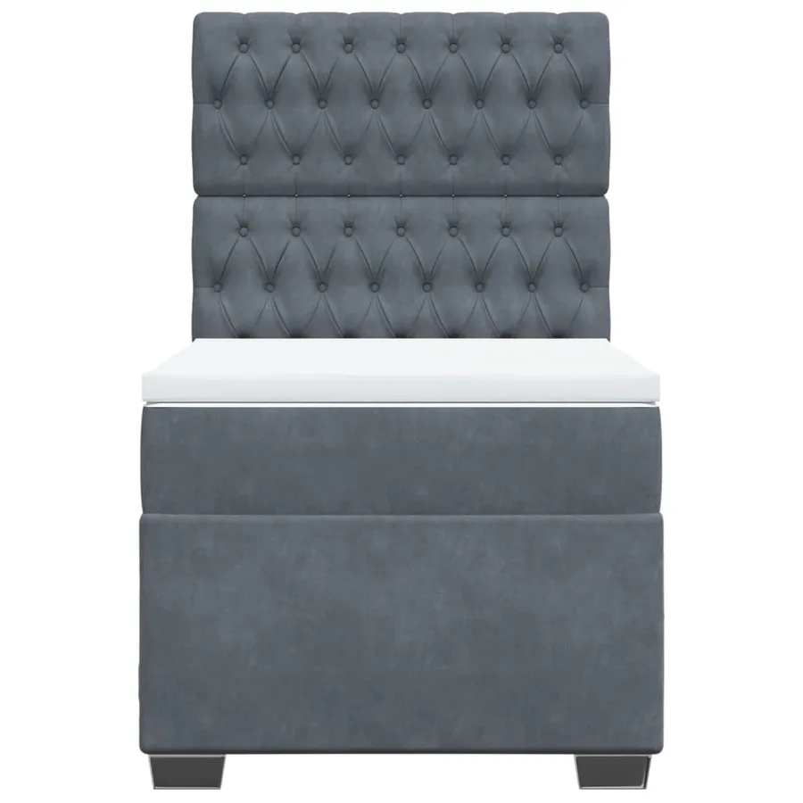 Sommier à lattes de lit et matelas Gris foncé 80x200 cm Velours - 4