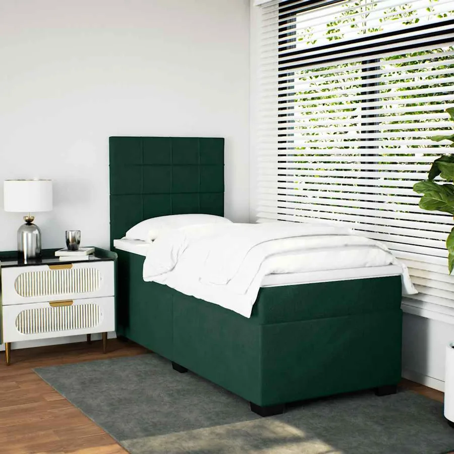 Sommier à lattes de lit et matelas Vert foncé 80x200 cm Velours - 4
