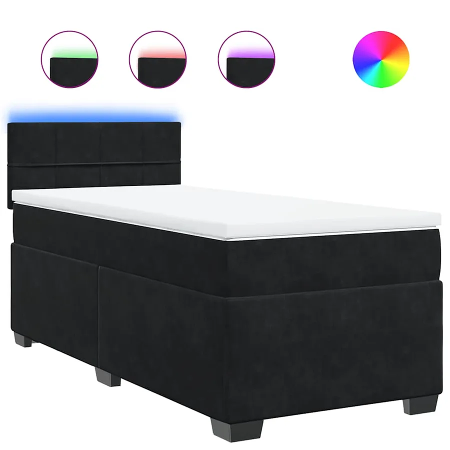 Sommier à lattes de lit avec matelas noir 90x190 cm simple velours - 2