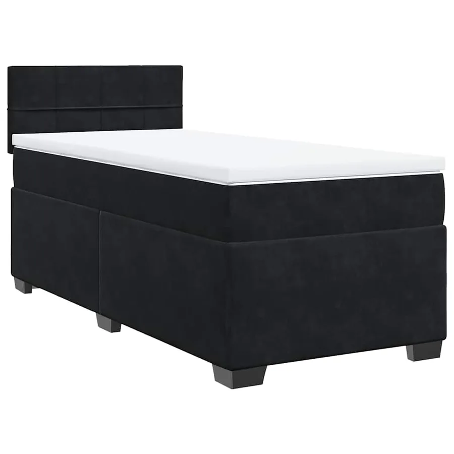 Sommier à lattes de lit avec matelas noir 90x190 cm simple velours - 3