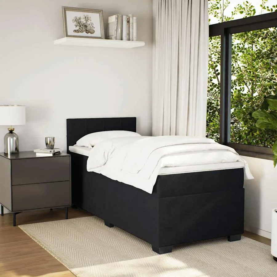 Sommier à lattes de lit avec matelas noir 90x190 cm simple velours - 5