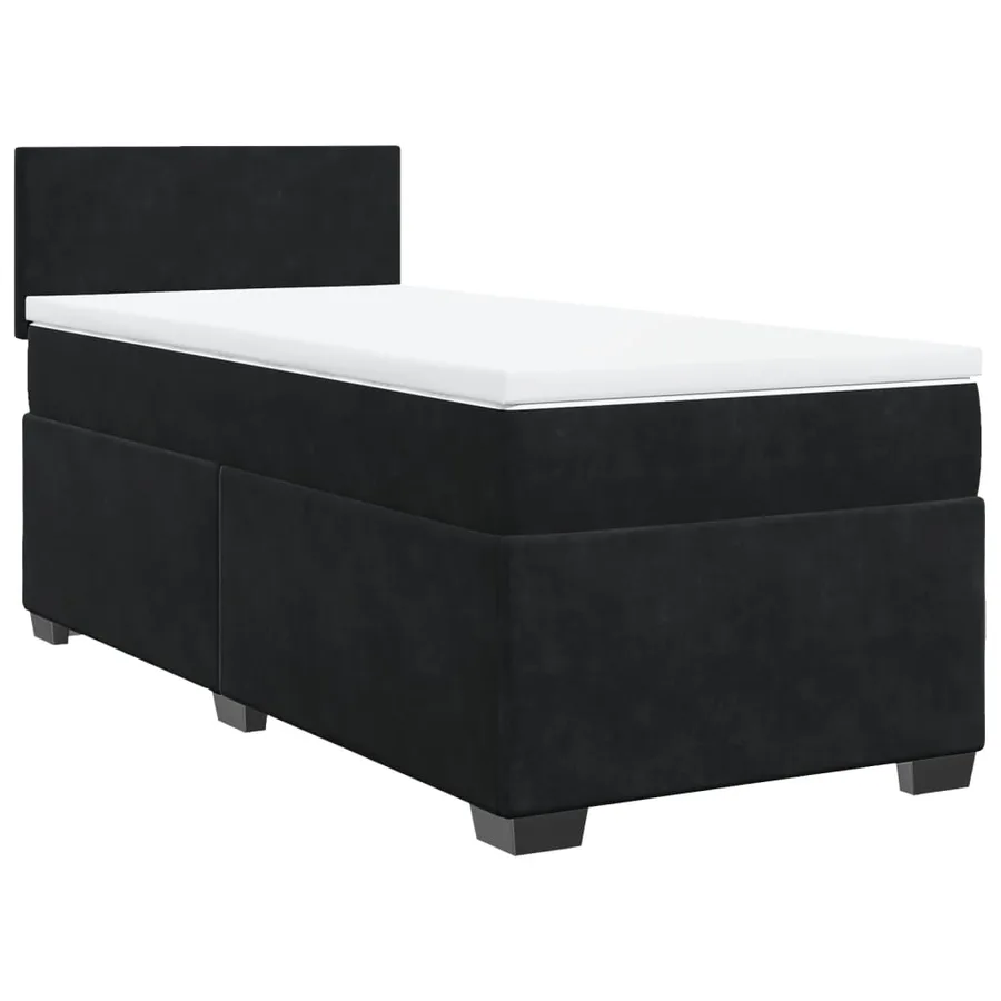 Sommier à lattes de lit avec matelas Noir 90x190 cm Velours - 2