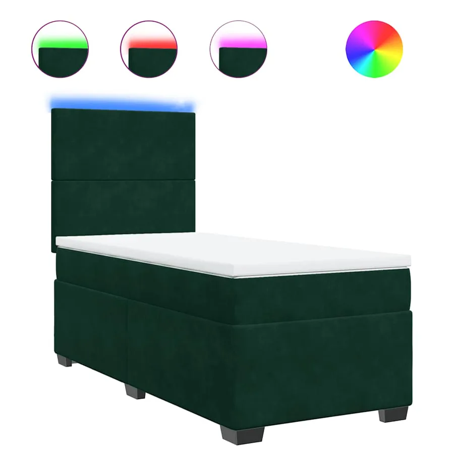 Sommier à lattes de lit et matelas Vert foncé 80x200 cm Velours - 2