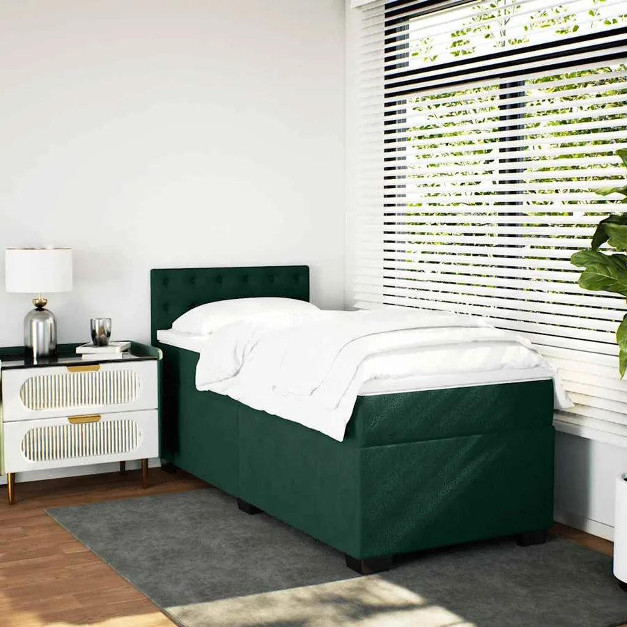 Sommier à lattes de lit avec matelas Vert foncé 90x190 cm - 5
