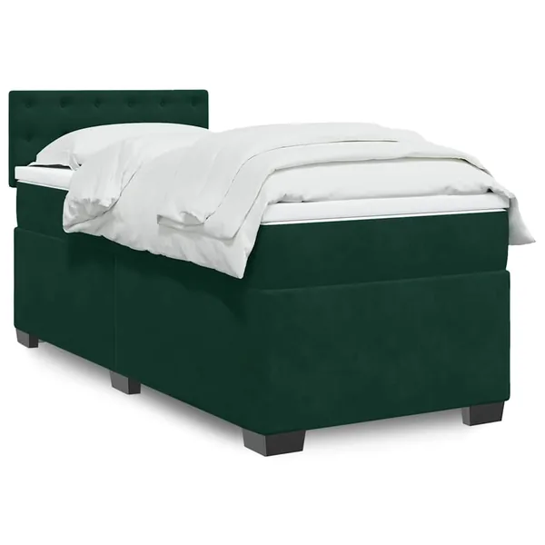 Sommier à lattes de lit et matelas Vert foncé 80x200 cm Velours