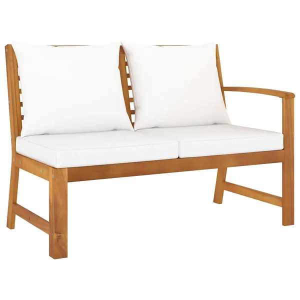 Garden bench 114.5 cm with cream cushion Solid acacia wood