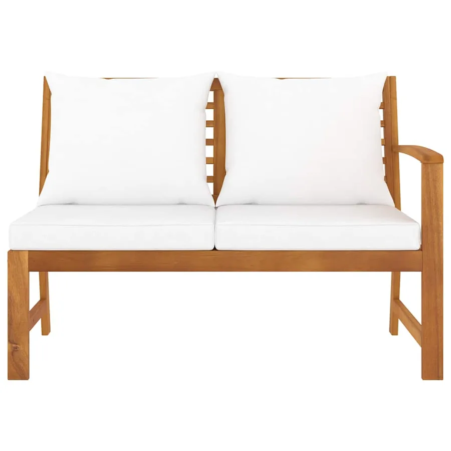 Banc de jardin 114,5 cm avec coussin crème Bois solide d'acacia - 3