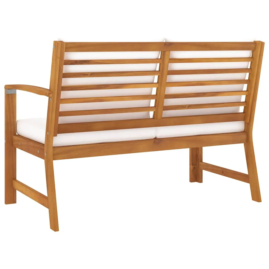 Banc de jardin 114,5 cm avec coussin crème Bois solide d'acacia - 5