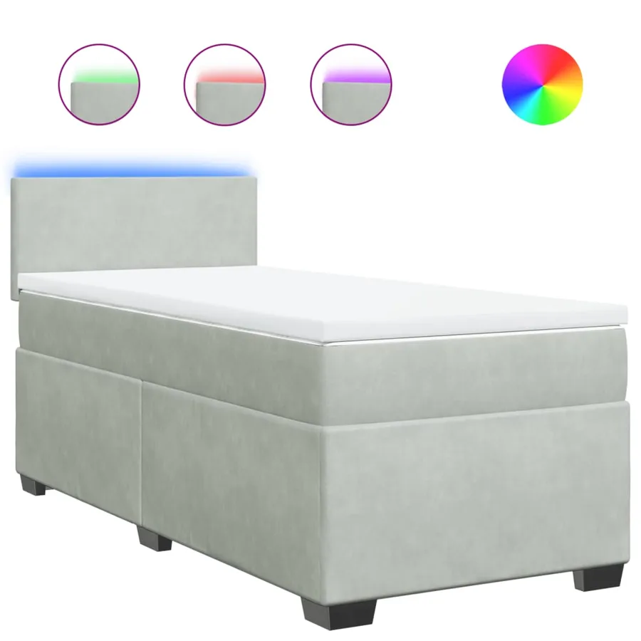 Sommier à lattes de lit et matelas Gris clair 80x200 cm Velours - 2