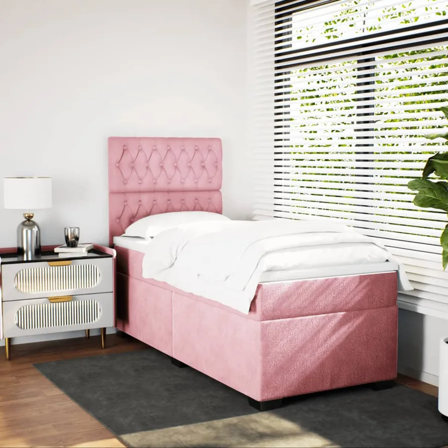 Sommier à lattes de lit avec matelas Rose 90x190 cm Velours - 3