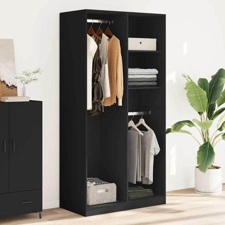 Garde-robe Noir 100x50x200 cm Aggloméré - 3