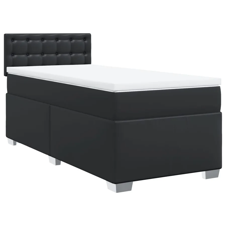Sommier à lattes de lit avec matelas Noir 90x190 cm Similicuir - 2
