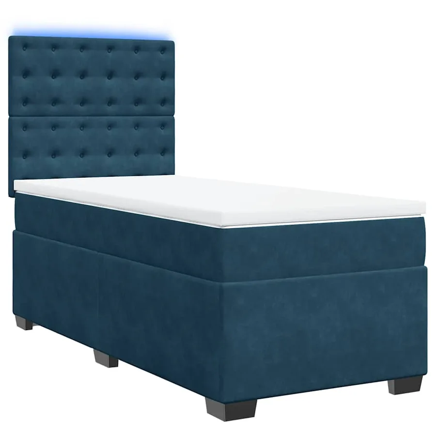Sommier à lattes de lit avec matelas bleu 80x200 cm velours - 3