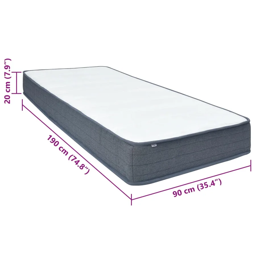 Matelas de sommier à lattes 190x90x20 cm mi-doux tissu - 10