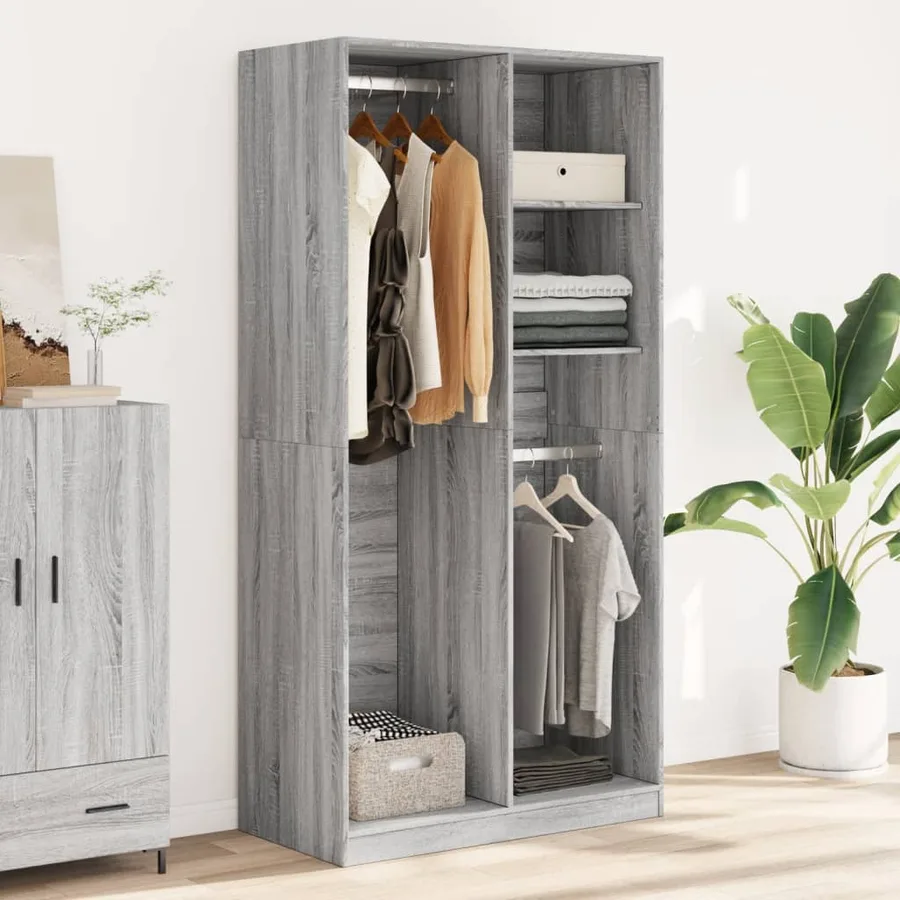 Garde-robe sonoma gris 100x50x200 cm bois d'ingénierie - 3