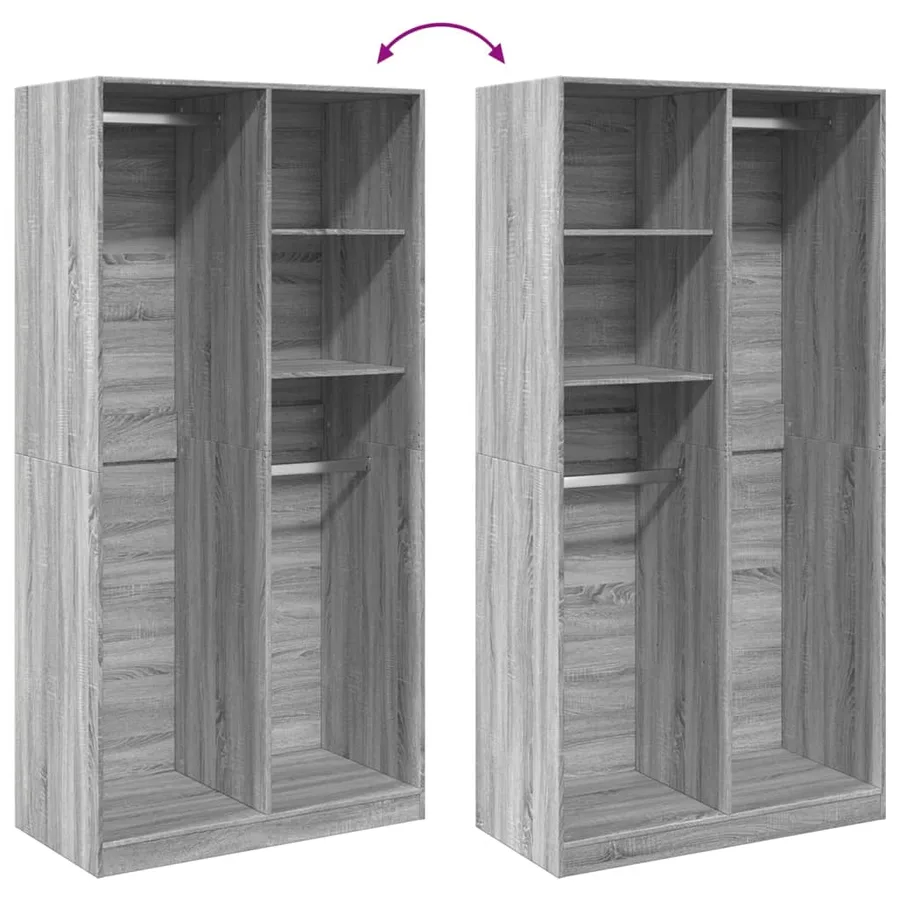 Garde-robe sonoma gris 100x50x200 cm bois d'ingénierie - 7