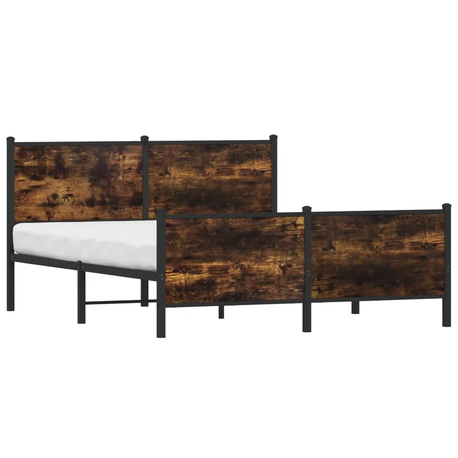 Cadre de lit en métal sans matelas chêne fumé 150x200 cm - 3