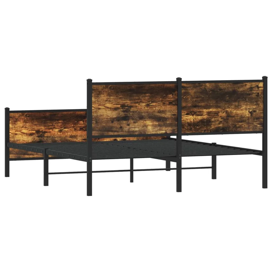 Cadre de lit en métal sans matelas chêne fumé 150x200 cm - 7