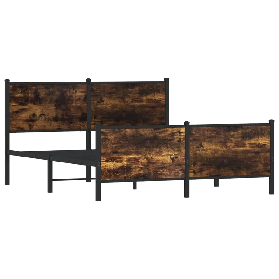 Cadre de lit en métal sans matelas chêne fumé 140x190 cm - 4