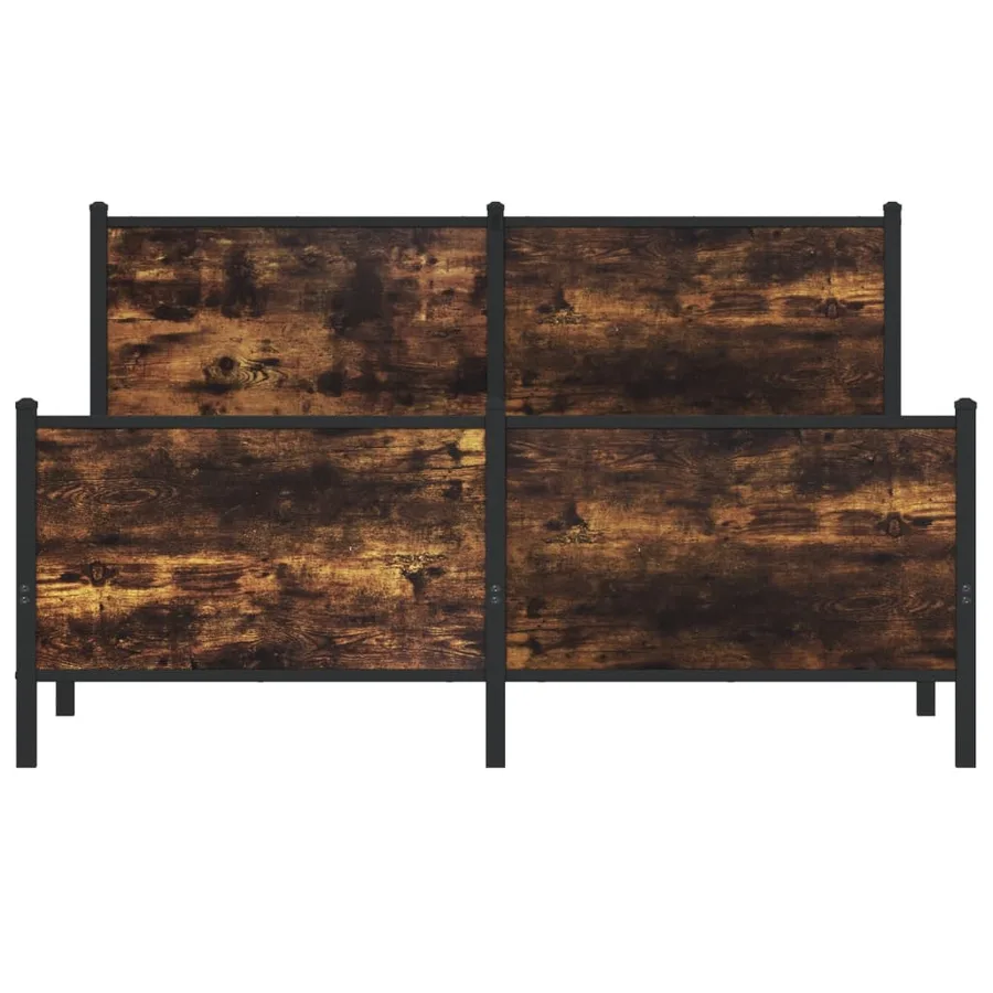 Cadre de lit en métal sans matelas chêne fumé 140x190 cm - 5