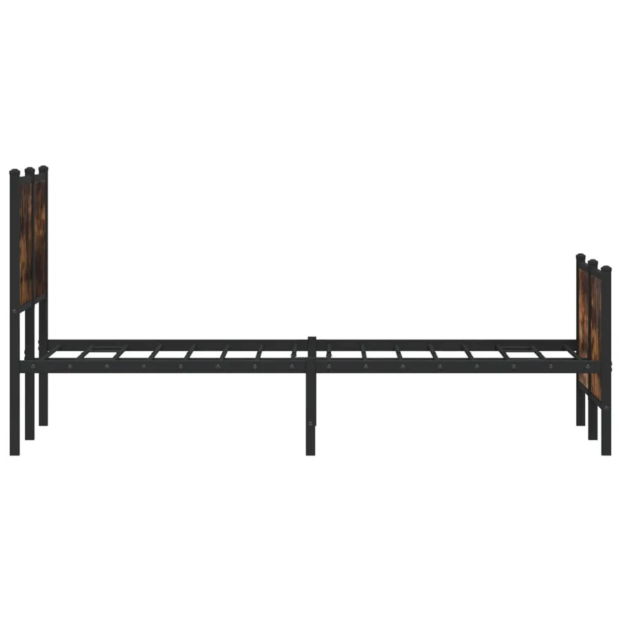Cadre de lit en métal sans matelas chêne fumé 140x190 cm - 6