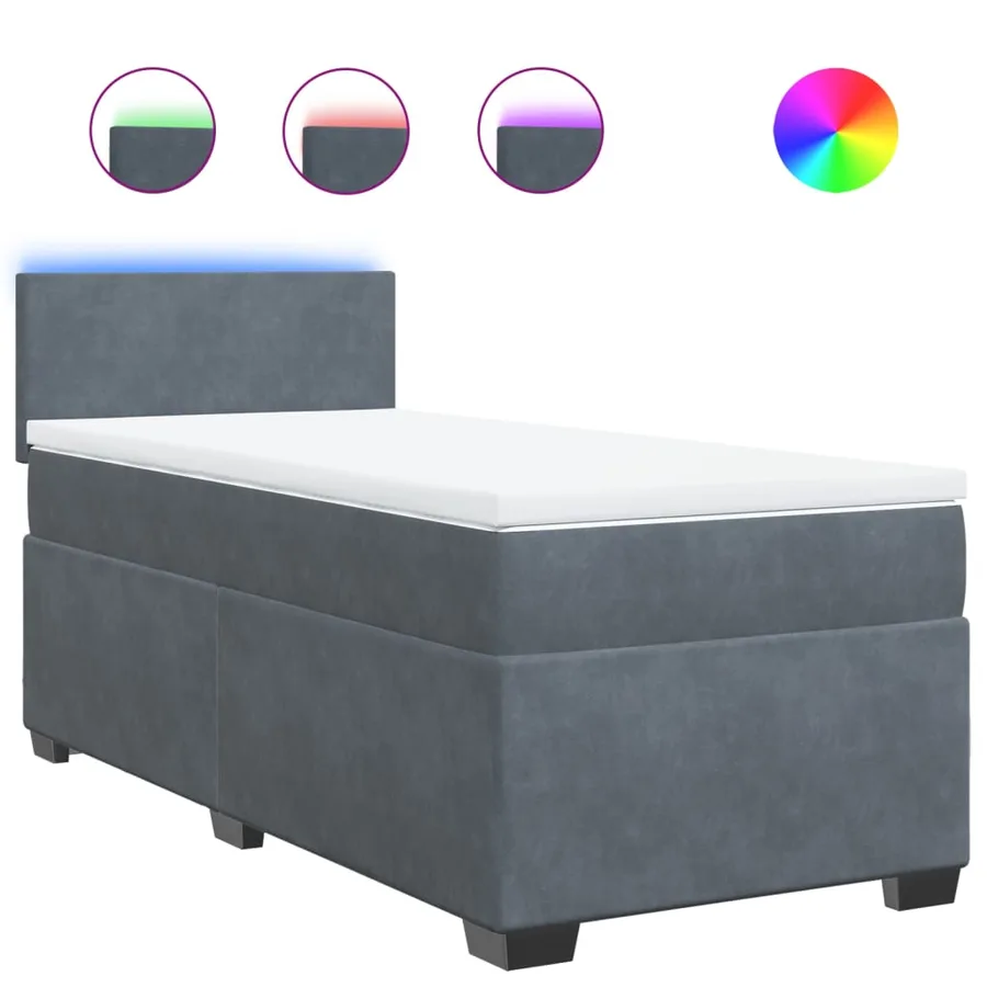 Sommier à lattes de lit et matelas Gris foncé 90x200 cm Velours - 2